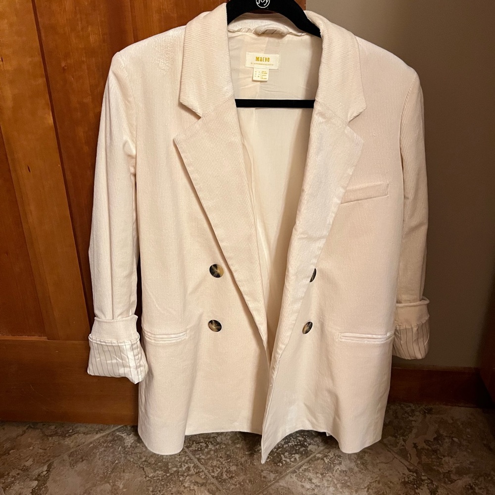 Anthropologie cream colored corduroy blazer